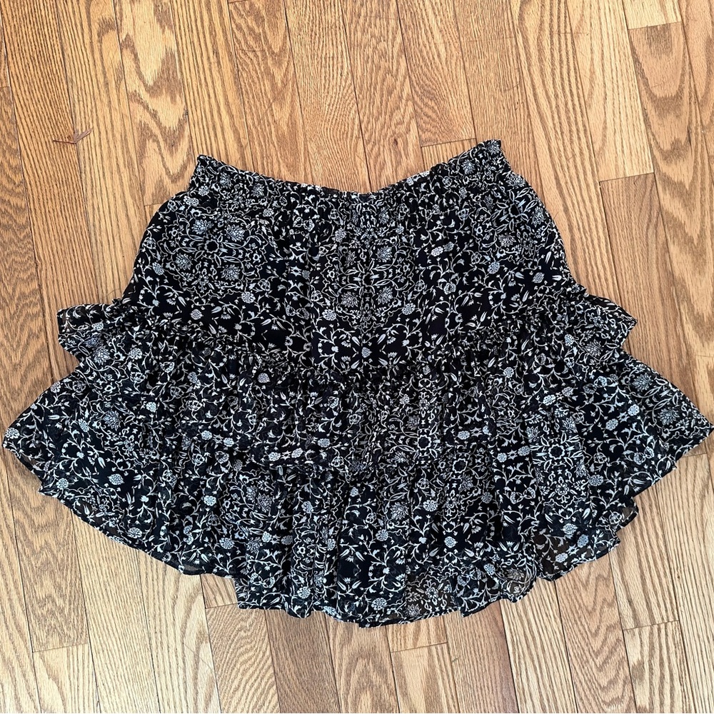 Misa Los Angeles Black and White Floral Skirt
